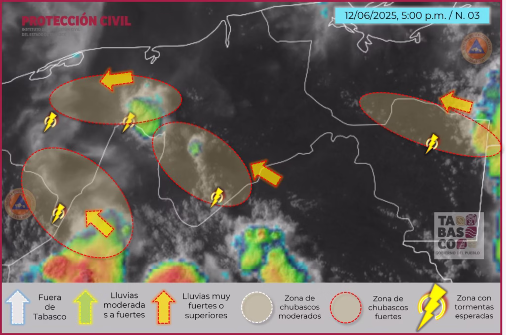 Tormentas Activas En Tabasco Pronostican Lluvias Fuertes Actividad Electrica Y Vientos Intensos En Varias Regiones
