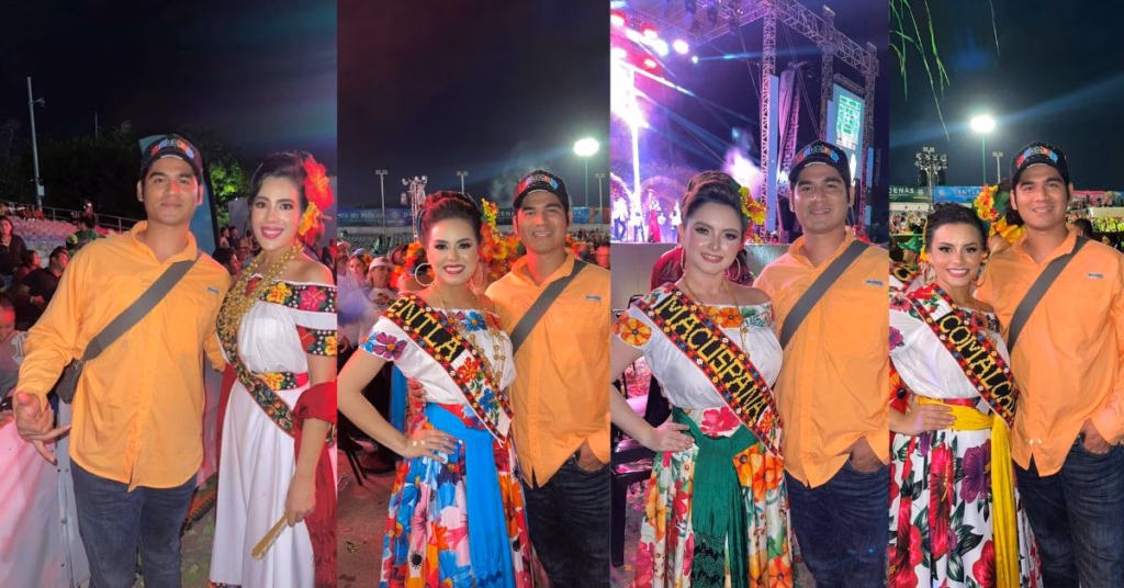 Una Composición De Cuatro Fotografías Verticales Que Muestran Al Artesano Edison Payró Desales Posando Junto A Diferentes Embajadoras De La Feria Tabasco 2026.