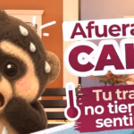 Infografía Digital Del Programa Operativo Refréscate Choco Dividida En Dos Secciones Diagonales. En La Parte Superior, Sobre Un Fondo Urbano Cálido, Aparece La Ilustración De Un Pequeño Mono Saraguato De Peluche Con Expresión De Fatiga Y Gotas De Sudor Cayendo De Su Cabeza; Al Lado, Un Termómetro Digital Acompaña El Texto &Quot;Afuera Hace Calor — Tu Transporte No Tiene Por Qué Sentirse Igual&Quot;. En La Sección Inferior Derecha, Se Observa La Perspectiva Desde El Interior Fresco De Un Automóvil Climatizado Hacia Una Avenida Con Tráfico; A La Izquierda, Destaca Un Icono De Copo De Nieve Junto A La Frase En Letras Grandes &Quot;¡Prende El Clima!&Quot;.