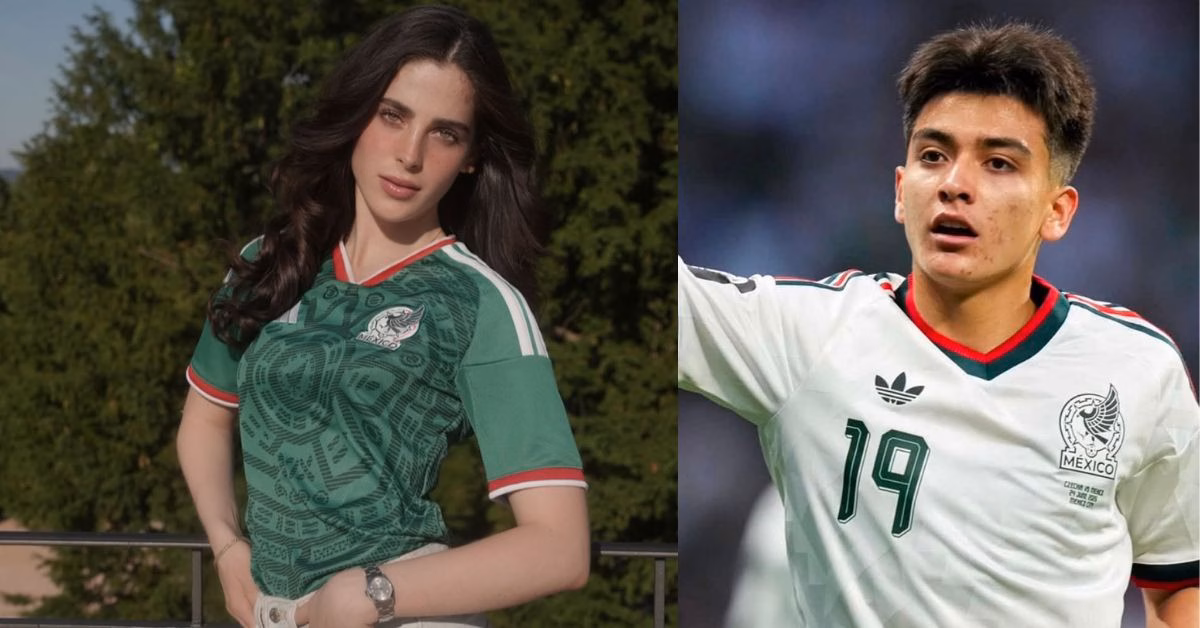 El Inesperado Homenaje De Fátima Bosch A Gilberto Mora: Entre La Admiración Y El Fenómeno Viral 70 Composición Fotográfica Dividida En Dos Partes: A La Izquierda, La Modelo Fátima Bosch Posando Con La Camiseta Oficial De La Selección Mexicana; A La Derecha, El Futbolista Gilberto Mora En Acción Durante Un Partido.