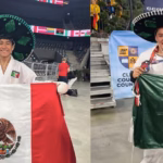 Mundial De Karate 2026 — Composición Fotográfica De Los Karatecas Tabasqueños Víctor Montejo Y Anayeli Rodríguez Portando Sombreros Charros Y Extendiendo La Bandera De México Tras Ganar Medallas De Oro Y Plata En Rumania.