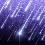 Ilustración Del Cielo Nocturno Con Destellos Brillantes Simulando La Lluvia De Estrellas Perseidas 2026 Sobre Un Fondo Violeta.