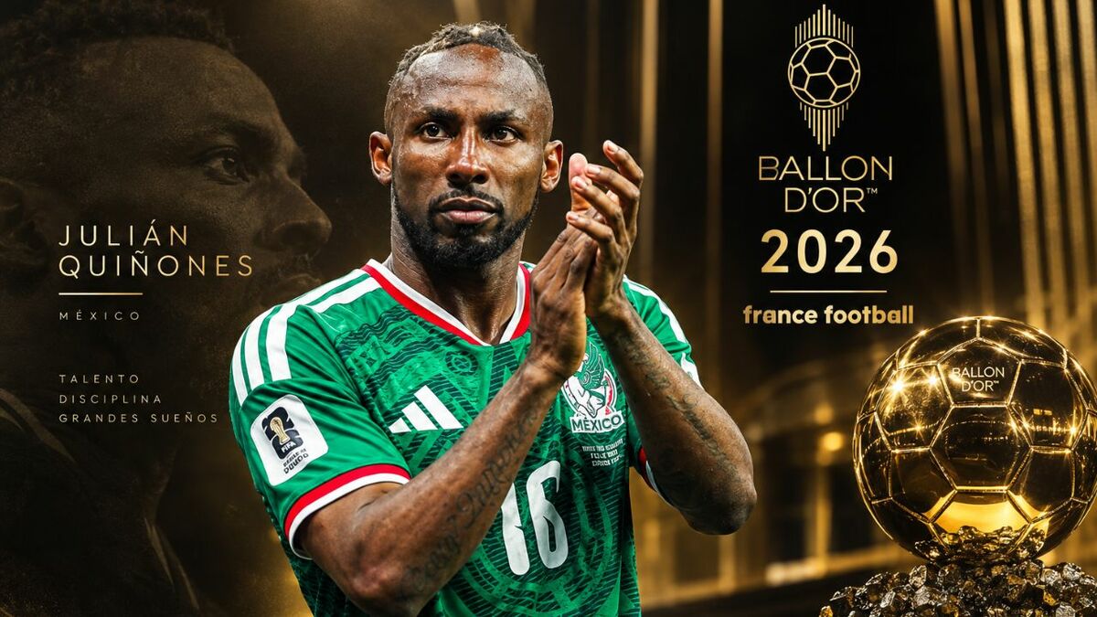 Balón De Oro 2026: Julián Quiñones, Scarlett Camberos Y El Club América Femenil Ponen A México En La Cúspide Del Mundial 72 Gráfica Promocional Del Balón De Oro 2026 Con Julián Quiñones Aplaudiendo En La Camiseta Verde De La Selección Mexicana, Junto Al Trofeo Ballon D'Or.