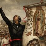 Pintura Histórica Del Cura Miguel Hidalgo Sosteniendo El Estandarte De La Virgen De Guadalupe Ante Una Multitud Durante El Inicio De La Independencia De México.