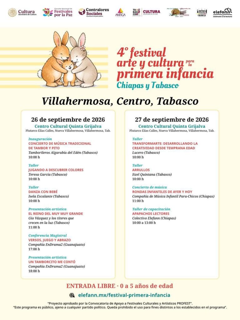 Tabasco Será Sede Por Primera Vez Del Festival De Arte Y Cultura De La Primera Infancia Tabasco Será Sede Por Primera Vez Del Festival De Arte Y Cultura De La Primera Infancia